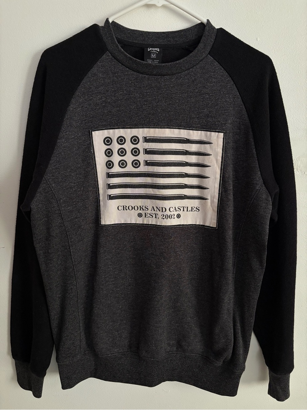 Crooks & Castles Men's Dark Gray and Black Crewneck Sweatshirt